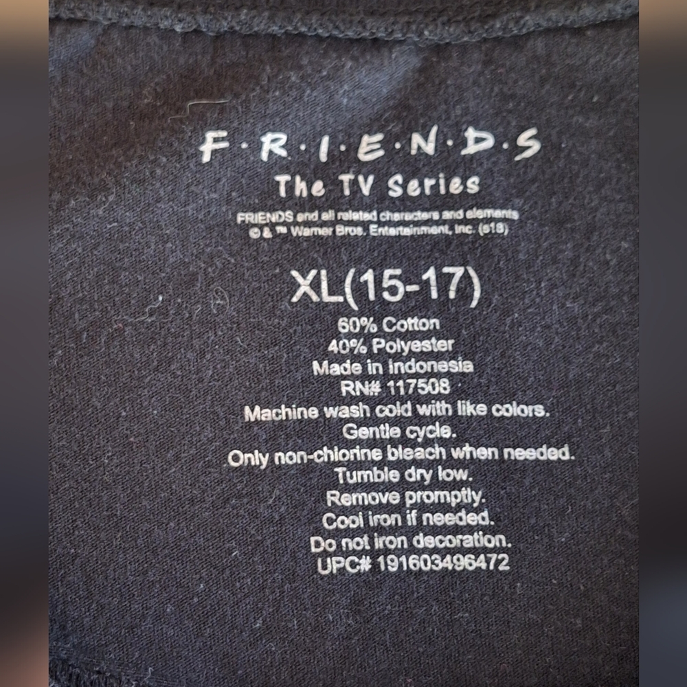 Black Iconic Friends Graphic Juniors Short Sleeve T-Shirt - Picture 5 of 7